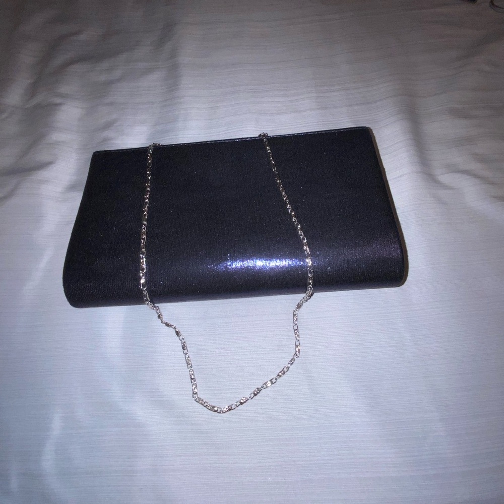 Navy blue formal clutch with sparkles - Picture 3 of 4